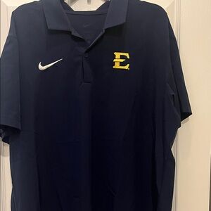 Nike ETSU Men's Dark Blue Polo with Yellow Logo
